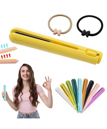 Mini Dual-purpose Curling Iron Upgrade 2-in-1 USB Hair Straightener Curling Iron Ceramic Mini Hair Curler Travel Curling Iron USB Rechargeable Curling Wand (F)