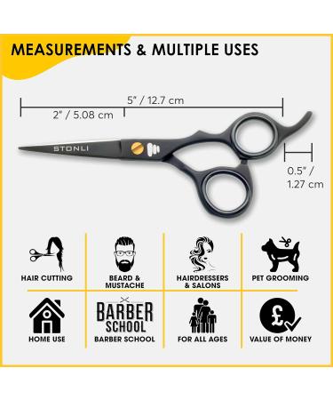 STONLI 5 Premium Beard & Moustache Scissors for Men - Ultimate Facial Hair Styling Tool - Nose Hair Trimming - Black - Buy Online on GoSupps.com