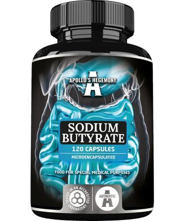 Sodium Butyrate High Dose 570 mg (30% Butyric Acid) 120 Vegan Capsules 4 Month Supply Sodium Supplement to Support Intestinal Barrier Regeneration - by Apollo's Hegemony