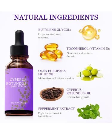 2PCS Cyperus Rotundus Skin Serum 60 Ml / 2 Floz Cyperus Rotundus Oil for Hair Removal Suitable for All Skin Types - Buy Online on GoSupps.com