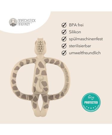 Match Stick Monkey Gift Set - Gigi Giraffe Silicone Bite Ring & Organic Cotton Muslin Cloth | Ideal Baby Dental Aid & Wipe - Buy Online on GoSupps.com