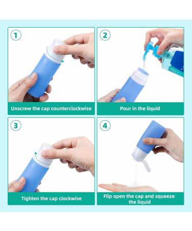 Uervoton Silicone Travel Bottle BPA Free Leak Proof Refillable Squeezable Containers Set(90 ml) with Label and Transparent Carry Bag for Liquid Shampoos Soap and Toiletries-4 Pack - Buy Online on GoSupps.com