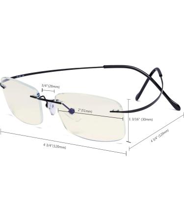 CessBlu Blue Light Blocking Glasses for Men & Women - Titanium Rimless Computer Readers Anti UV Rays Bendable Black 0.0x - Buy Online on GoSupps.com