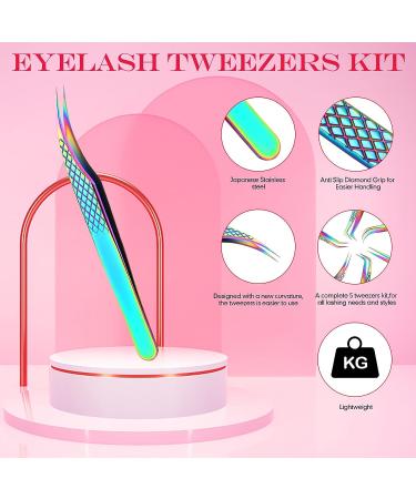 7-Piece Precision Eyelash Extension Tweezers Kit for Professional & Beginners | Lash Tech Cosmetology Tools for Volume & Individual Lash Extensions - Buy Online on GoSupps.com
