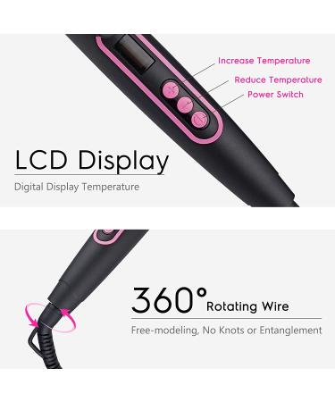 3 Barrel Hair Curling Iron with LCD Display - Dual Voltage & Adjustable Temperature - Portable & Pink - Buy Online on GoSupps.com