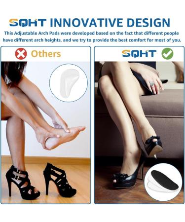 SQHT Gel Insoles for Flat Feet | Height-Adjustable Arch Support Inserts for Plantar Fasciitis | Pressure Relief & Pain Relief | 1 Pair (Black 3 Layers - Buy Online on GoSupps.com