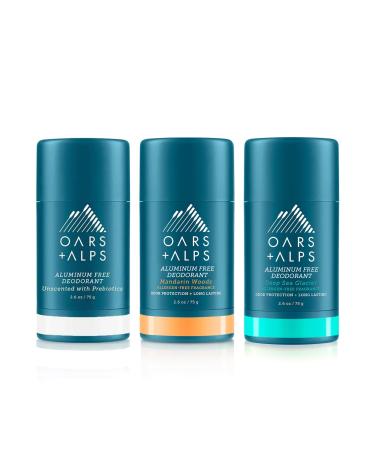 Oars + Alps Aluminum Free Deodorant for Men and Women Dermatologist Tested and for Sensitive Skin Variety 3 Pack 2.6 Oz Each 3ct - Variety