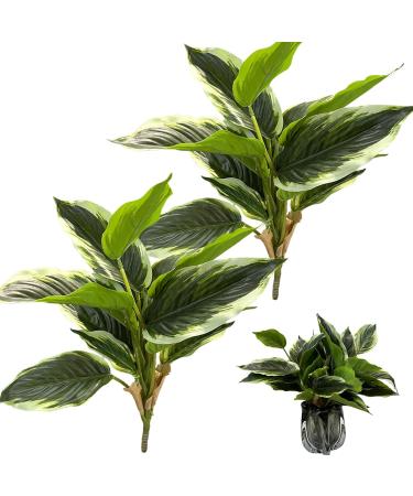 2 Bouquets Artificial Hostas 17.71in Tall Realistic Fake Dieffenbachia with 14 Leaves Low-Maintenance Indoor Aesthetic Artificial Greenery for Wedding Garden Home Office Decor Fake Plants - Buy Online on GoSupps.com