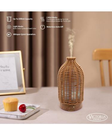 Essential Oil Diffuser - Multifunction Aromatherapy with LED Color Changing Light & 100ML Capacity | Rattan Design for Home & Office Use - Buy Online on GoSupps.com
