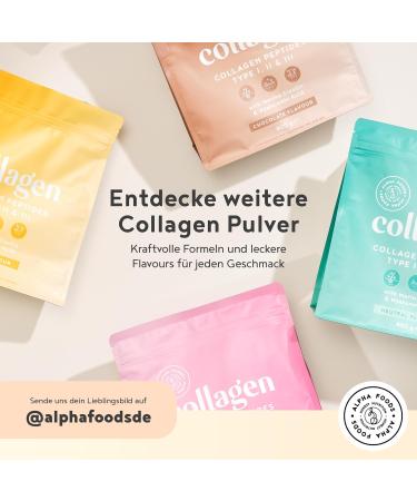 Alpha Foods Beauty Collagen Powder (400g) - Premium Collagen Hydrolysate Peptides Type I II & III with Hyaluronic Acid Elastin & Keratin - Tasteless Formula - Made in Germany - Buy Online on GoSupps.com