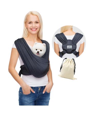 AnccoPlus Front Facing Dog Sling Carrier Hands Free Cat Carrier Size Adjustable Reducing Back Pain Premium Cotton Safe and Soft (Regular Charcoal Black) Regular Charcoal Black