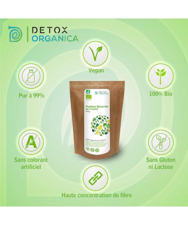 Detox Organica Psyllium Blond Bio Powder - Organic Psyllium Powder - 500 g - Plant Rich in Fibers 100% Natural and Vegan - Buy Online on GoSupps.com