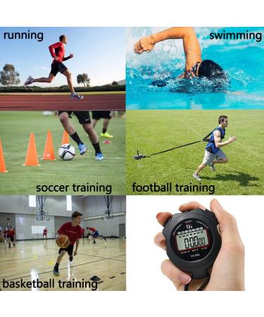 Sports Stopwatch Timer - Digital Clock Calendar Alarm - Shockproof for Running Swimming Referee - Black (2 Pcs) - Buy Online on GoSupps.com