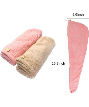 Yivalue Super Absorbent Hair Towel Cap Set - Quick Dry for All Hair Types - 2 Pack Hair Drying Caps for Women, Men, Kids - Buy Online on GoSupps.com