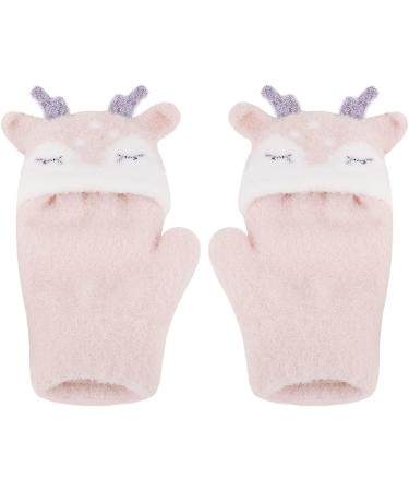 Toddler Kids Puppy Flip Top Gloves | Knitted Half Finger | 3-8 Yrs | Elk/Pink - Buy Online on GoSupps.com