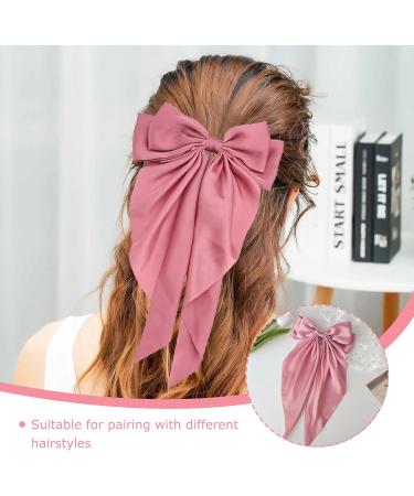 DHWEKU 3 Pieces Hair Clips with Big Bow Soft Silky Satin Hair Clip Long Tail French Ribbon Hairpins 90s Bowknot Clip for Party Christmas Women Girls - Buy Online on GoSupps.com