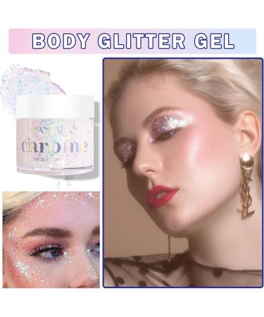 White Face Glitter Gel | Long Lasting Holographic Makeup & Hair Glitter for Halloween & Festivals - Buy Online on GoSupps.com