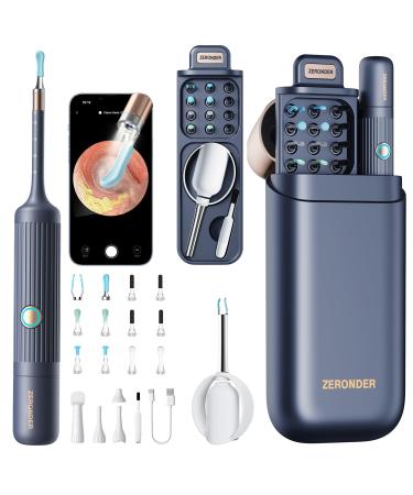 Ear Wax Removal Tool Camera: ZERONDER Ear Cleaner with Flexible Ear Scope - Visual Camera 1080P HD for Adults & Kids - Safe Ear Cleaning Tool for Home Use White