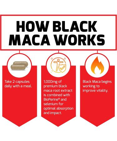 Black Maca Root Vitality Supplement for Men - 1000mg 60 Capsules - Natural Maca Negra Extract - Superior Absorption and Power - Force Factor Fundamentals Series - Buy Online on GoSupps.com