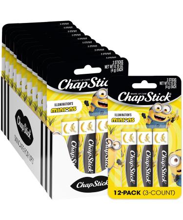 ChapStick Bulk Lip Balm Minions Banana-Nana (36 Sticks) Party Favors for Kids Stocking Stuffers 0.15 Oz Ea Banana-Nana 36 Sticks