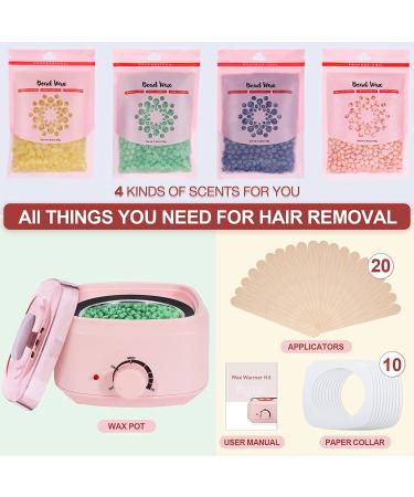 Waxing Kit with Hard Wax Beans - Adjustable Temperature for All Hair Types | Painless Hair Removal at Home for Eyebrow, Facial, Body, Bikini & Brazilian - Buy Online on GoSupps.com