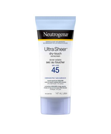 Neutrogena Sunscreen Lotion SPF 45 Ultra Sheer Dry-Touch Sun Cream Oxybenzone-free Dermatologist-tested Water Resistant & Non-Greasy 147mL 147 ml (Pack of 1) SPF 45