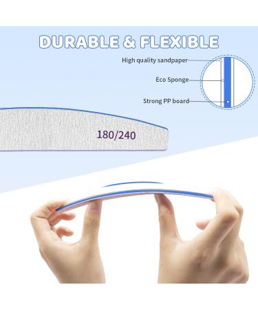 25PCS Professional Medium Coarse Nail Files 180/240 Grit Set - Blue Double Sided Emery Board for Natural and False Nails - Buy Online on GoSupps.com