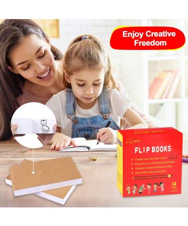 14 Pack Blank Flipbooks - 840 Sheets (1680 Pages) for Animation & Sketching | 120GSM No Bleed Drawing Paper - Sewn Binding | 4.5 x 2.5 - Buy Online on GoSupps.com