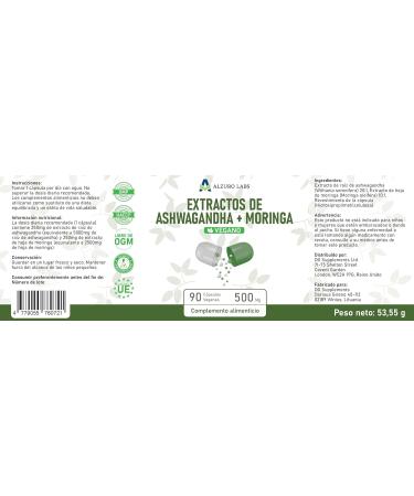 DG Supplements Ashwagandha & Moringa 500 mg 90 Vegan Capsules High Strength 201 & 101 Extracts Equal to 7500 mg Support for Energy Stress & Immune GMP Certified - Buy Online on GoSupps.com