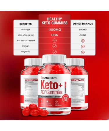Keto Bites ACV Gummies - Advanced Formula for Weight Loss Support - 180 Gummies - Buy Online on GoSupps.com
