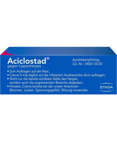 Stada Aciclostad Cream for Lip Herpes - 2 x 2g | Fast Relief for Recurring Infections | Shop Internationally - Buy Online on GoSupps.com