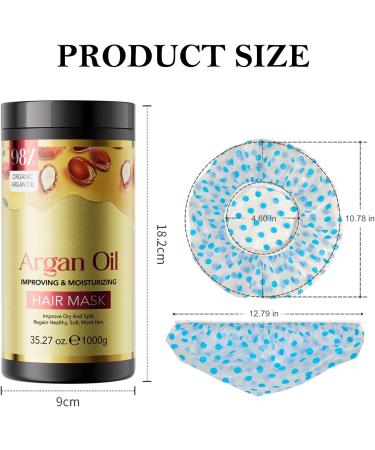 Argan oil hair mask conditioner with 3 shower caps hair mask intensive repair and shine for damaged hair with organic argan oil for silky softness - Buy Online on GoSupps.com