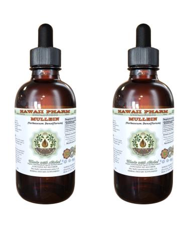 Mullein Alcohol-Free Liquid Extract Organic Mullein (Verbascum densiflorum) Dried Flower Glycerite Natural Herbal Supplement Hawaii Pharm USA 2x2 oz 2 Fl Oz (Pack of 2)