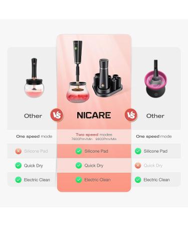 NICARE Premium Makeup Brush Cleaner & Dryer - Electric Automatic Brush Cleaner Spinner for Deep Cleaning Makeup Brushes - Beauty Tool for Quick & Efficient Cleansing (Black) - Buy Online on GoSupps.com
