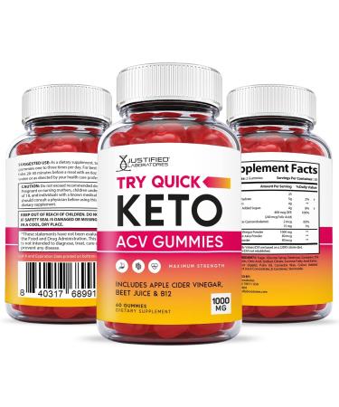 Justified Laboratories Keto ACV Gummies 1000MG with Pomegranate Juice, Beet Root, B12 - 60 Gummies (Pack of 1) - Buy Online on GoSupps.com