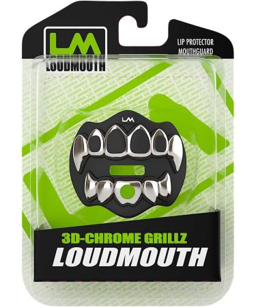 Loudmouth Football Mouth Guard 3D Chrome Grillz Football Mouthpiece Mouth Guard Football Accessories - 3d Grillz - Chrome Black/Silver - Buy Online on GoSupps.com