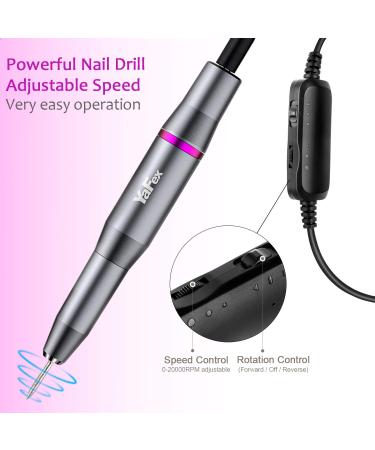 Professional Electric Nail Drill Kit with Acrylic Fake Nail Clipper - Gray Silver - Buy Online on GoSupps.com