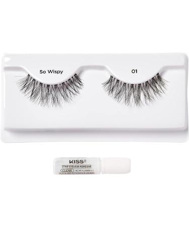 Kiss Lash Couture So Wispy Collection 1 Pair of Volumizing Fake Lashes Style 01 with Tapered Ends and Aloe Infused Lash Glue - Buy Online on GoSupps.com