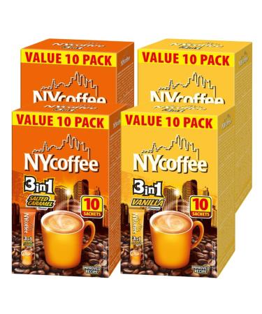 Coffee Bundle Consisting of NY Coffee 3 in 1 Salted Caramel 10 Sachets x2 & Vanilla 10 Sachets x2 (4 Pack) - Buy Online on GoSupps.com