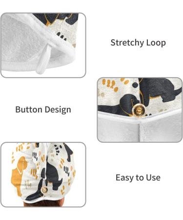 Super Absorbent Yellow Black Dogs Hair Towel 2 Pack - Quick Drying Hair Turbans for Women & Girls - Buy Online on GoSupps.com