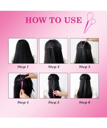 Sularpek 3pcs Topsy Tail Hair Tool Set - Pink Looping Hair Styling Kit with Comb - Ideal for French Braids & Creative Hairstyles - Buy Online on GoSupps.com