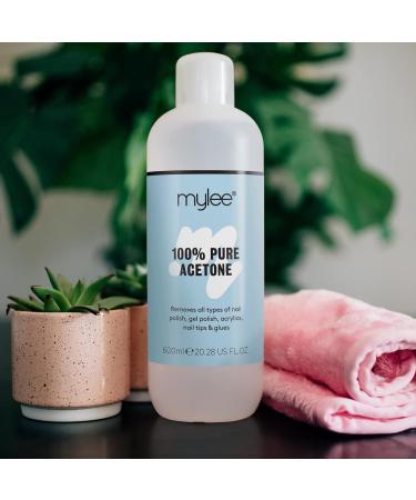 Mylee 100% Pure Acetone Professional Nail Polish Remover for UV/LED Gel Soak Off (2x 600ml) 600 ml (Pack of 2) - Buy Online on GoSupps.com