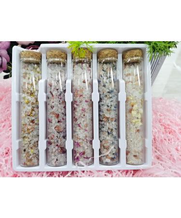 Bath Salts Gift Set with 5 Different and Fascinating Fragrance-Rose Lavender Jasmin Gomphrena globosa Osmanthus 5x100g - Buy Online on GoSupps.com