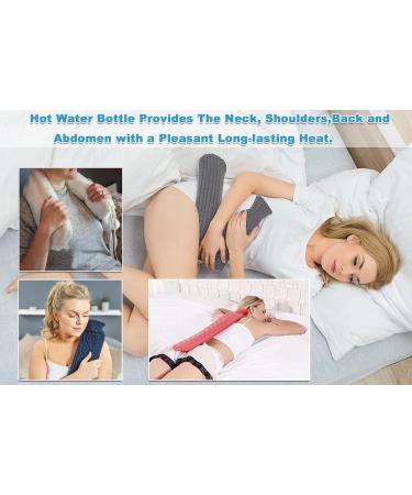 Bringluck2u Long Hot Water Bottle - 2L Soft Cover for Neck & Shoulder Relief | Dark Gray Knitted - 72cm x 12cm - Buy Online on GoSupps.com