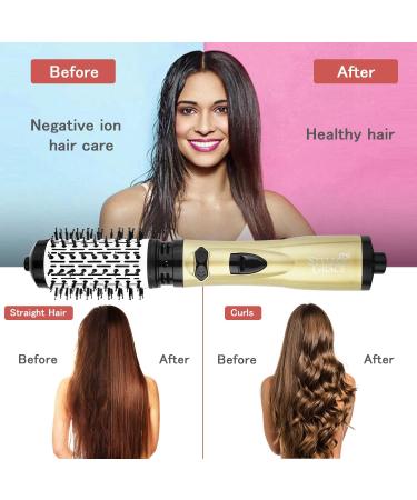 2-in-1 Electric Hot Air Hair Dryer & Curling Comb - Gold | Stylish Curly Hairstyles for Salon & Home - Buy Online on GoSupps.com