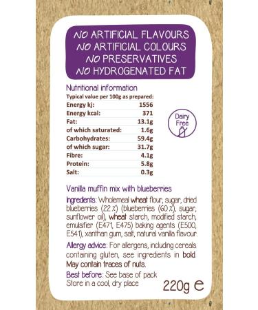 Cookie Crumbles Blueberry Muffin Mix | 225g | No Dairy | No Preservatives | Ready in 30 Minutes | 100% Natural Ingredients | Delicious Blueberry Goodness - Buy Online on GoSupps.com