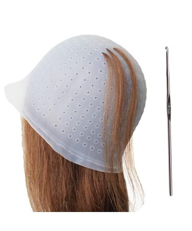 Punched Silicone Highlight Hair Cap with Needle Professional Reusable Highlighting Poked Hole Caps with Hooks for Color Hair Salon Hairdressing Dyeing Staining Tools for Women Men - Buy Online on GoSupps.com