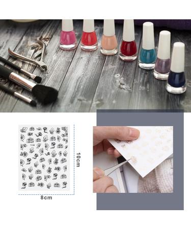 VGOL 12 Sheets Self-Adhesive Nail Art Stickers Flower Butterfly Moon Star Pattens Nail Decals Hollow Manicure DIY Nail Decoration for Acrylic Nails Black White Rose Gold - Buy Online on GoSupps.com
