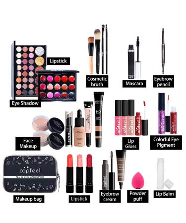 Versatile Makeup Set - Wood Collection | Travel Cosmetics Case | Perfect Birthday & Christmas Gift | Eyeshadow Palette & Lipstick - Buy Online on GoSupps.com