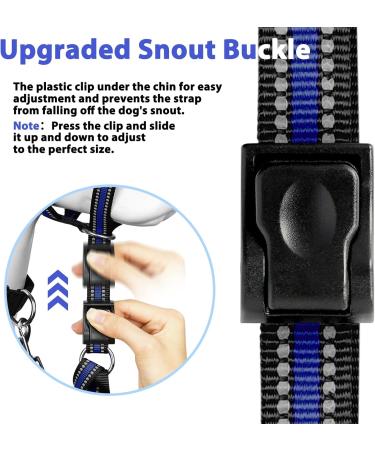 Adjustable Barkless Soft Dog Muzzle for Medium & Large Dogs - No Pulling Comfortable Fit Easy Control for Walks - Blue L (Snout 9.5-14) - Buy Online on GoSupps.com
